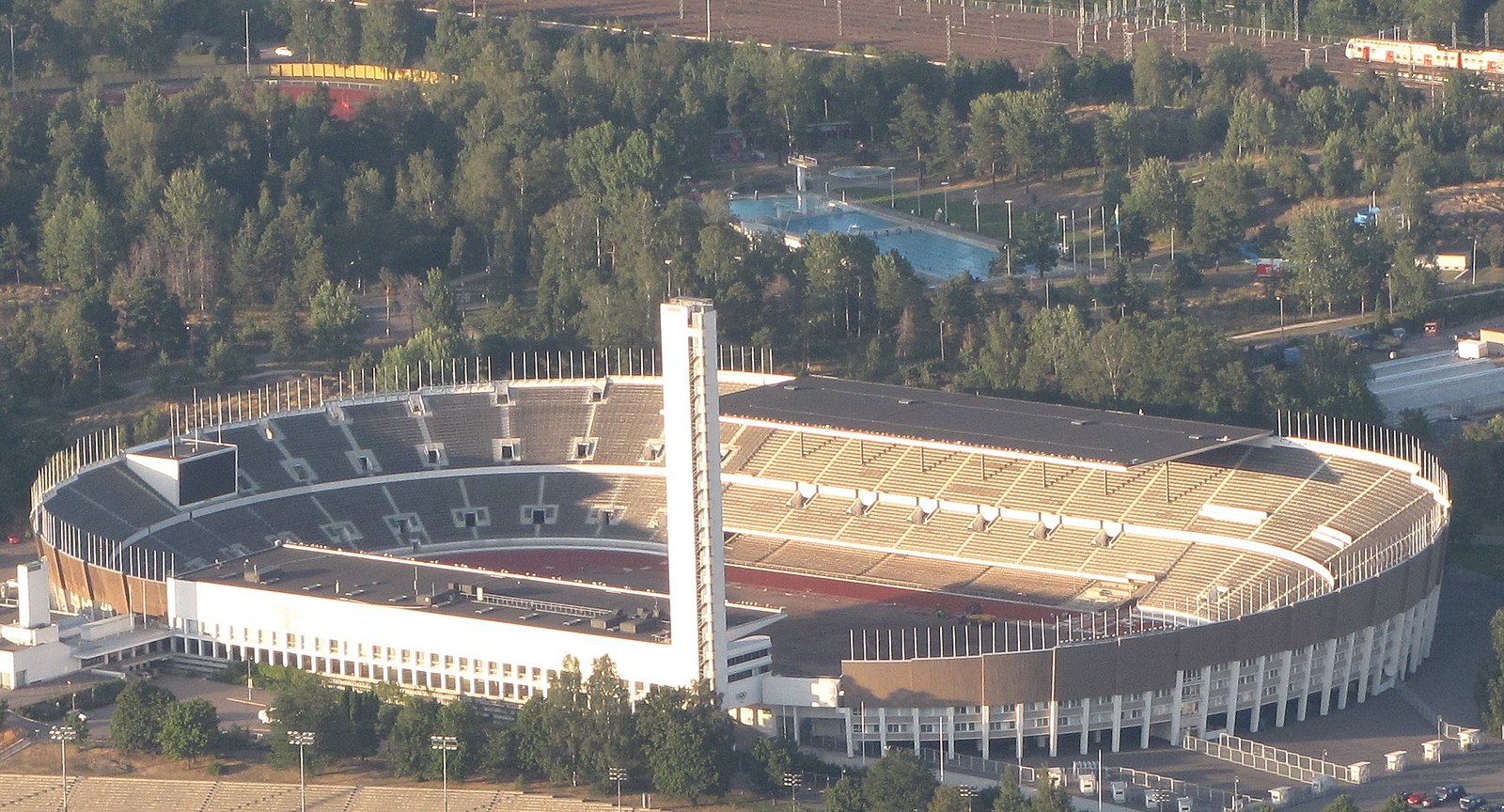 The Helsinki Olympic Stadium from above.