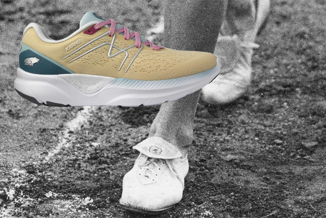 An old Karhu running spike and a new Karhu running shoe.